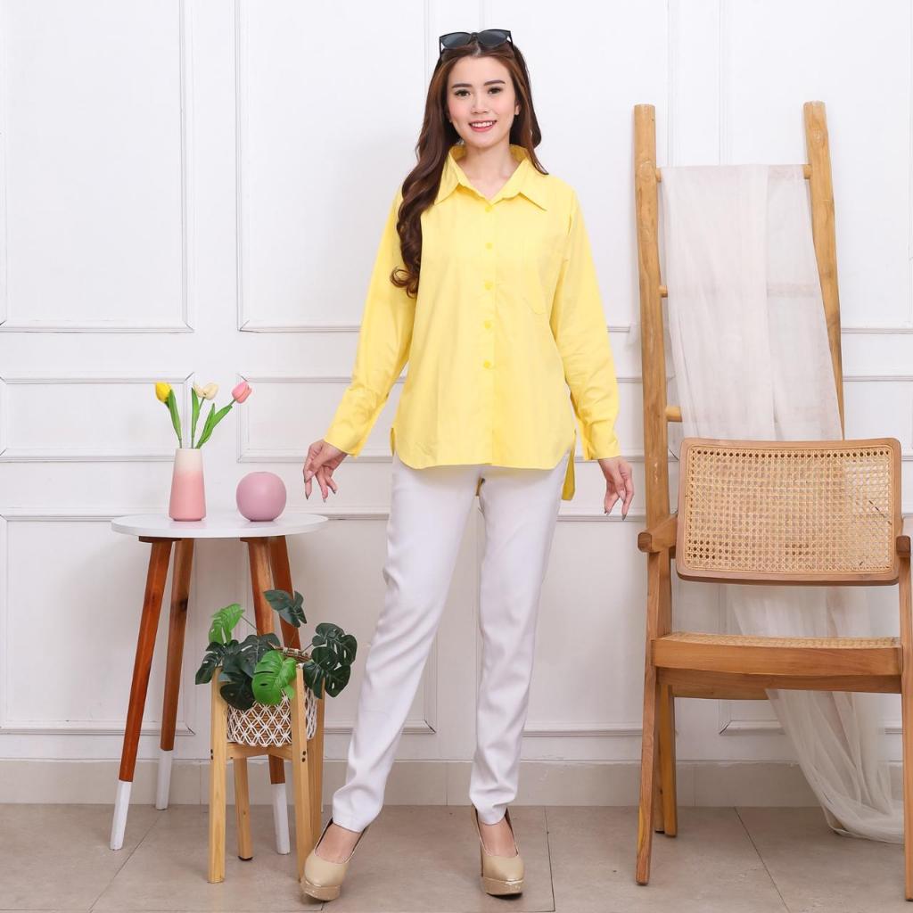 SANIK - Kemeja Atasan Wanita Katun Poplin Polos Basic