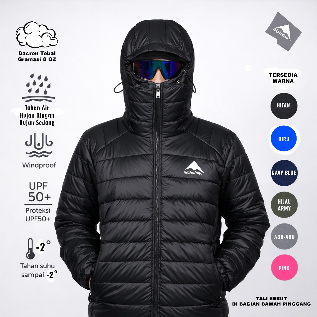 HIGHNLOW  Jaket Musim Dingin Pria Jaket Pendaki Gunung Jaket Pria Gelembung Outdoor