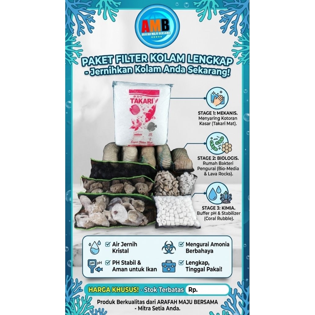 Paket media filter kolam ikan koi 11 pcs / paket hemat media filter 11pcs / paket media filter kolam