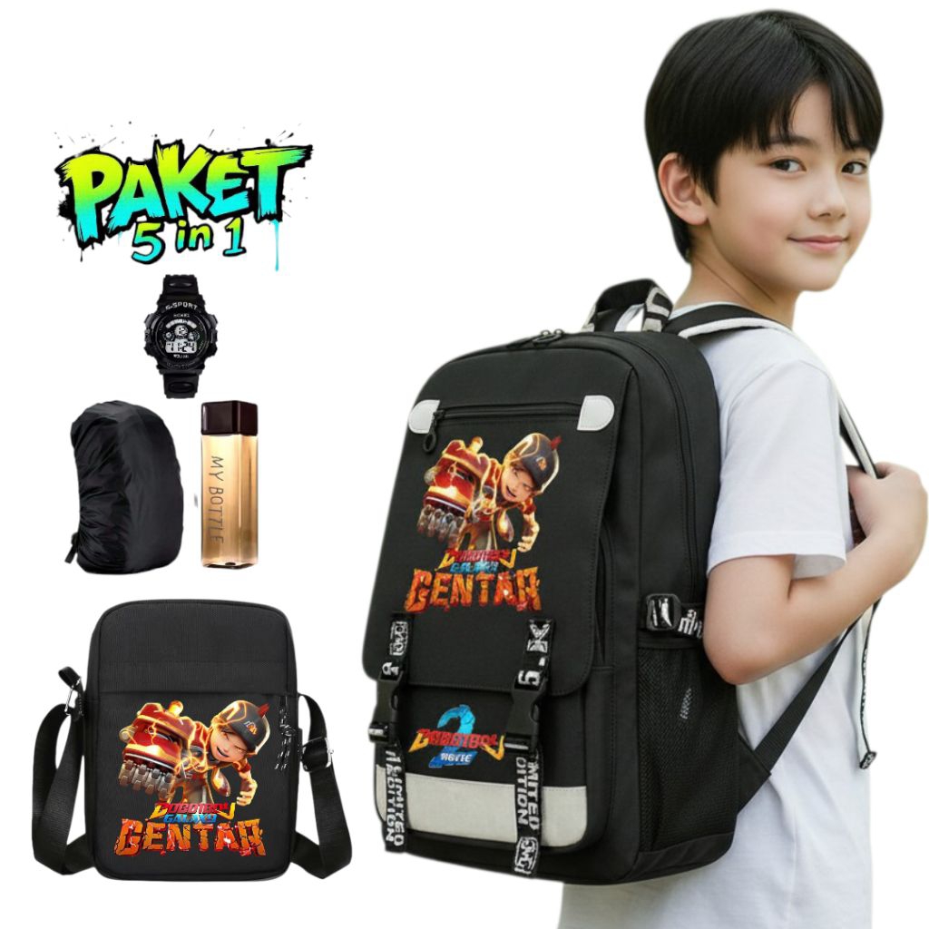 Tas Ransel Sekolah Boboiboy Gentar 02 - Tas Sekolah Anak Laki Laki TK SD Karakter Boboiboy