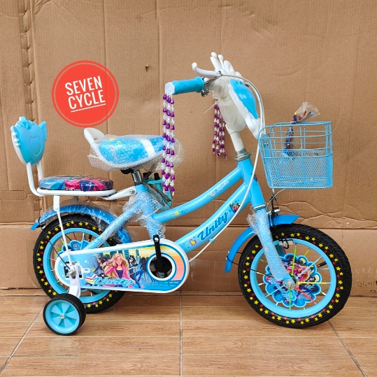 Sepeda mini anak keranjang UNITY UNICORN 12inch ban pompa tebeng music dan lampu