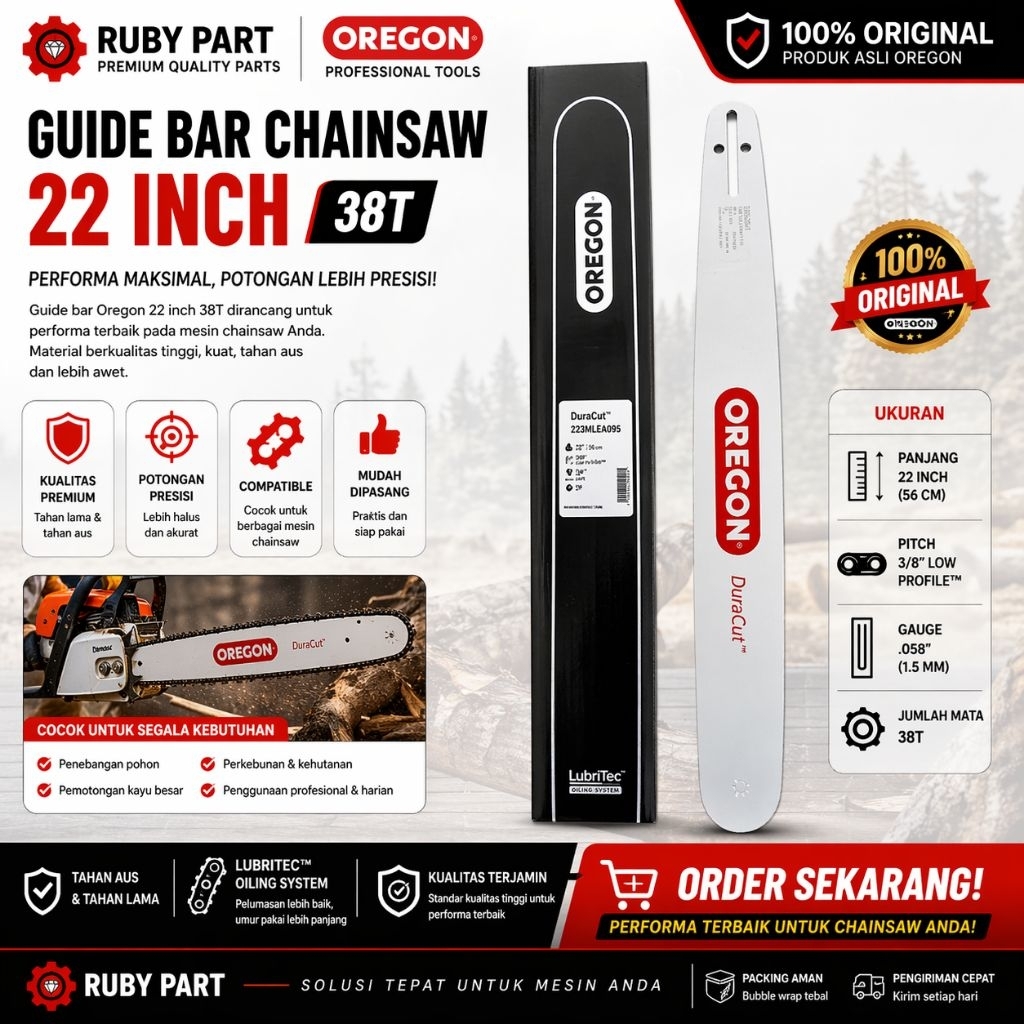 Guide Bar Oregon Chainsaw 22Inch 38T Ori