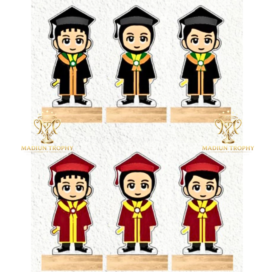 Piala Wisuda Akrilik Tatakan Kayu Custom Warna Plakat Wisuda Tatakan kayu