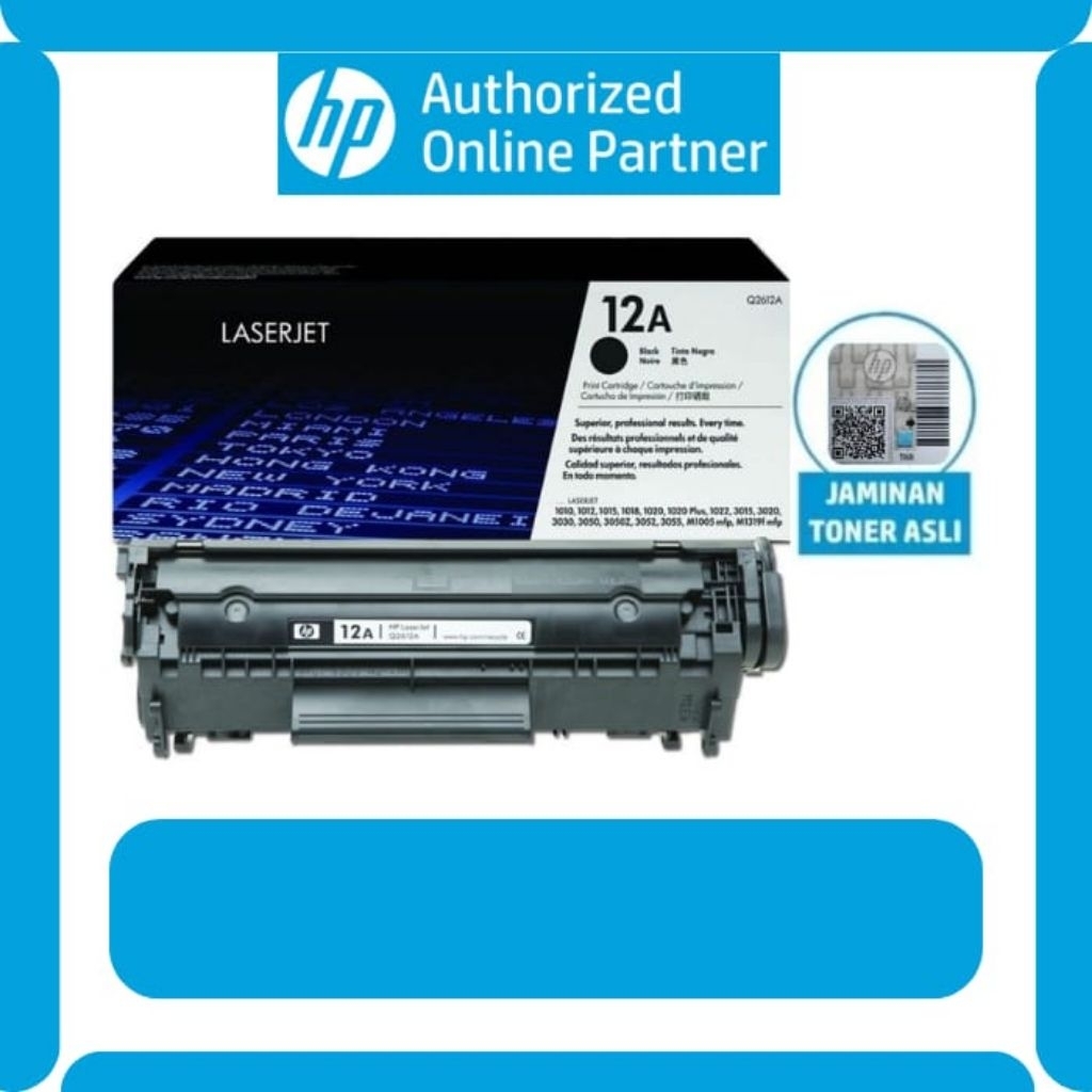 Toner Catridge Hp LaserJet 12A Black printer hp 1020