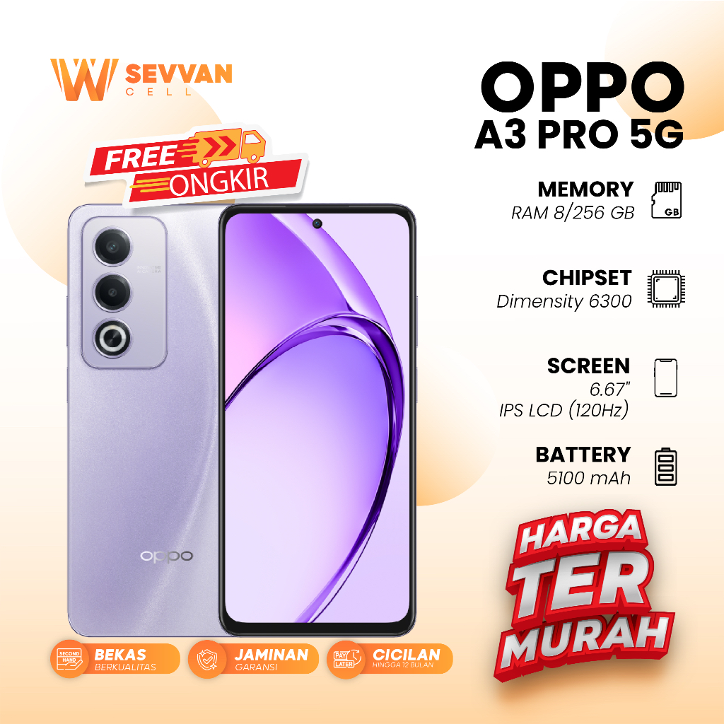 Handphone Oppo A3 Pro 5G Ram 8 256GB