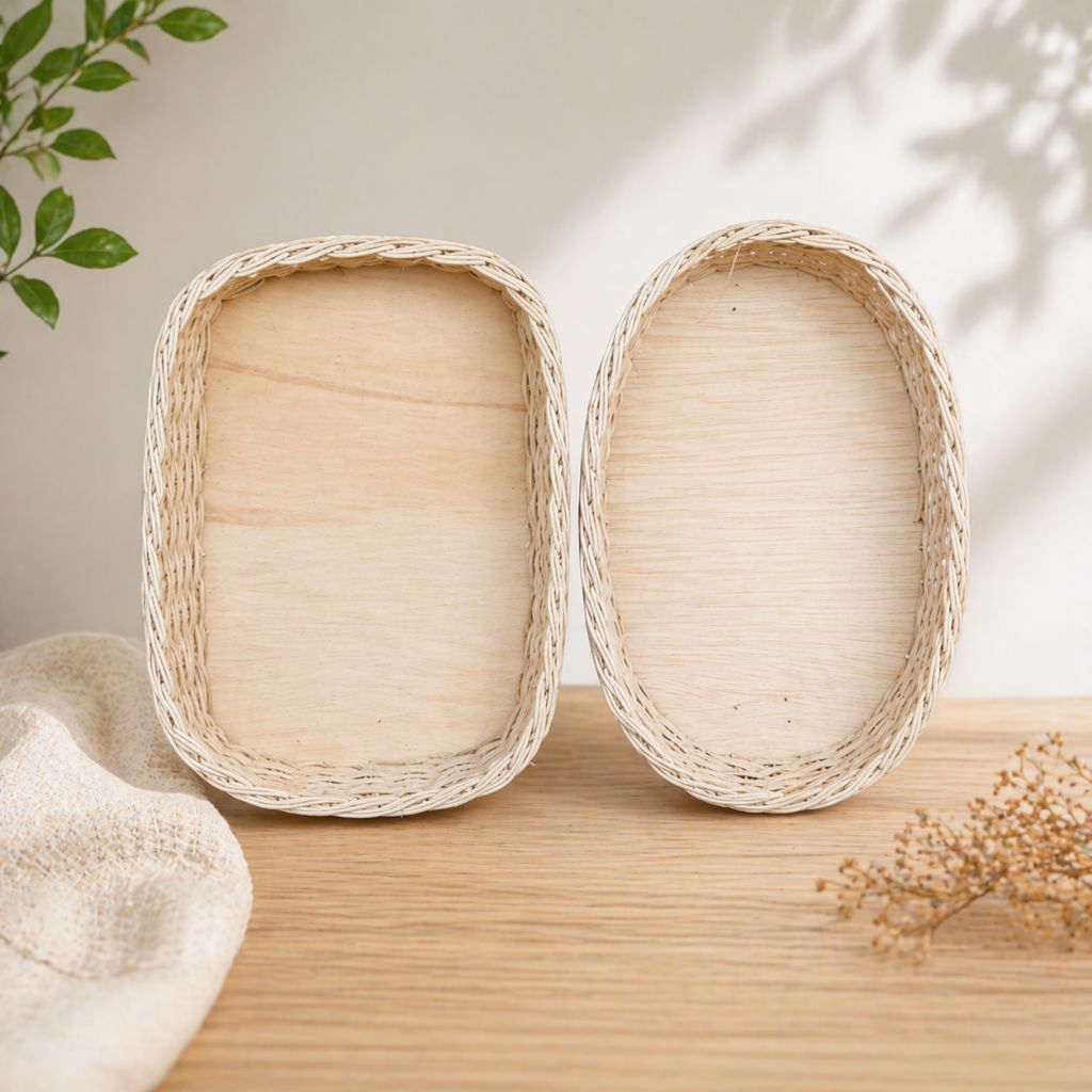 Hampers Hadiah Keranjang Rotan Kayu Bambu Parcel Buah Oval Kotak 30x20