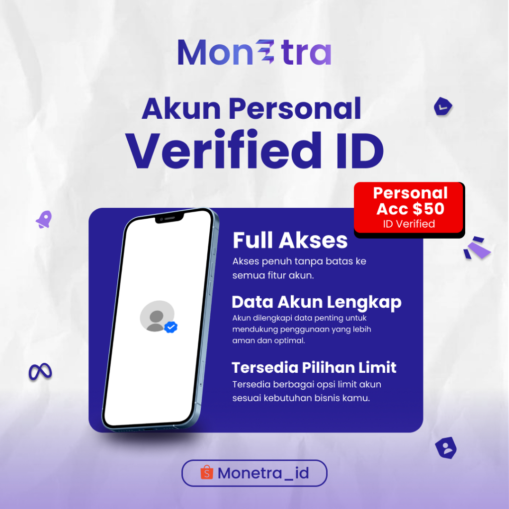 Akun FB Facebook Verified / Status Iklan dipulihkan (Model 1) + Support Ads Personal + Full Akses Em