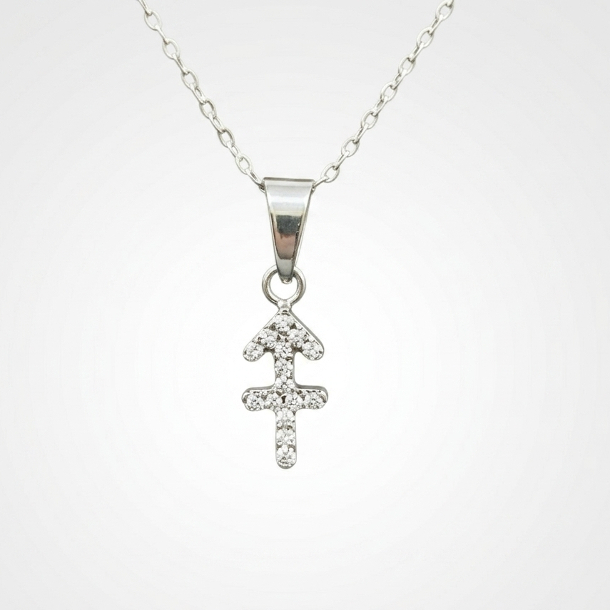 Kalung Titanium Wanita Liontin Zodiak Sagitarius Permata Zirconia Sparkling Anti Karat Anti Hitam Ak