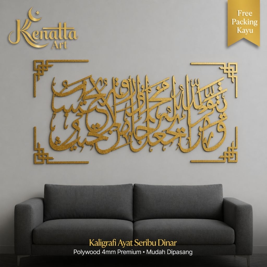 FREE BINGKAI - Kaligrafi Ayat Seribu Dinar- Hiasan dinding islami - Ayat seribu Dinar - Hiasan Dindi