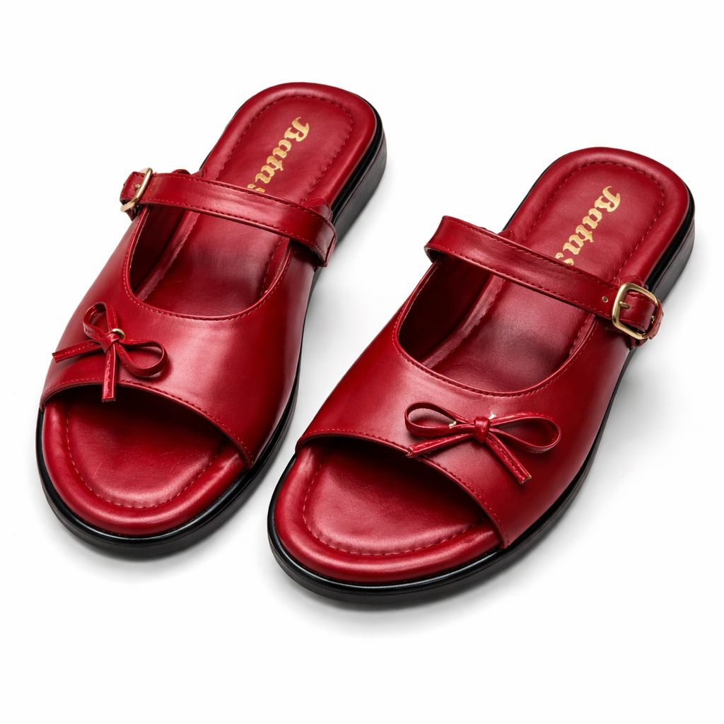 Sandal Wanita Bata Premium Wedges Anti Slip Platform Detail Pita dan Gesper Davina Maroon Hitam (Siz