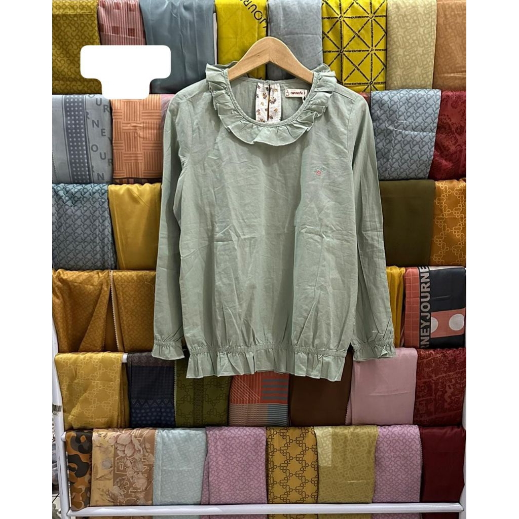 Rafella Green Blouse - CORNICHE, Pakaian Wanita