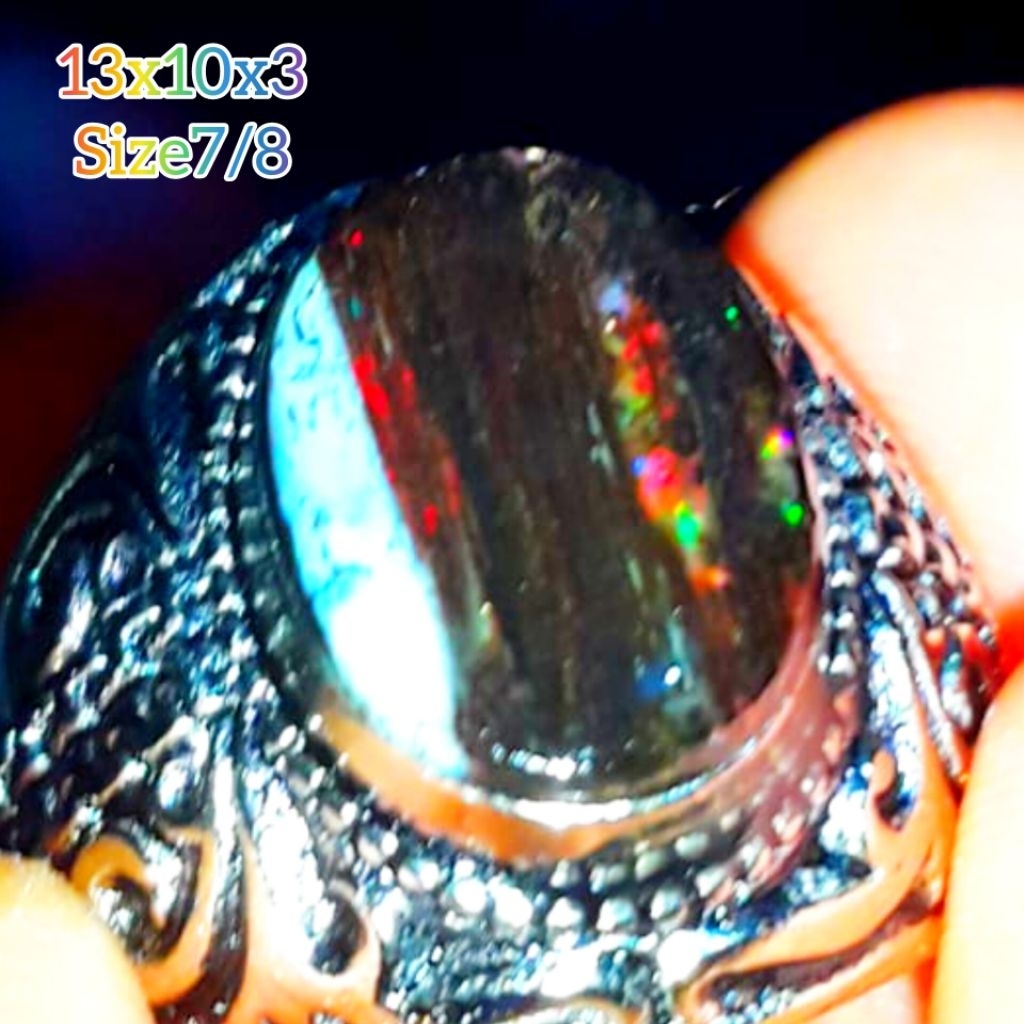 Cincin Batu Black Opal Sempur Banten Natural Jarong Sisit Ruyung Bahan Ranting