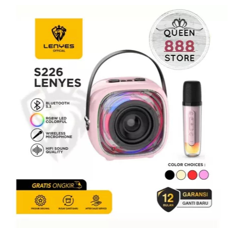 SPEAKER LENYES S226 SPEAKER KARAOKE LENYES SPEAKER BLUETOOTH TRANSPARAN RGB 20WATT WITH MICROPHONE