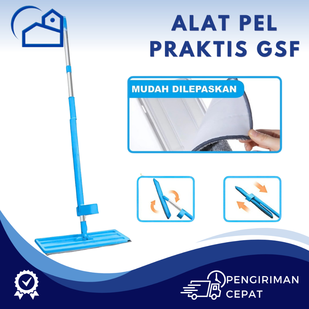 HOMESTATION - Alat Pel Lantai GSF Flat Mop Praktis Ultra Mop Hand Free Hand Free Mop 3145