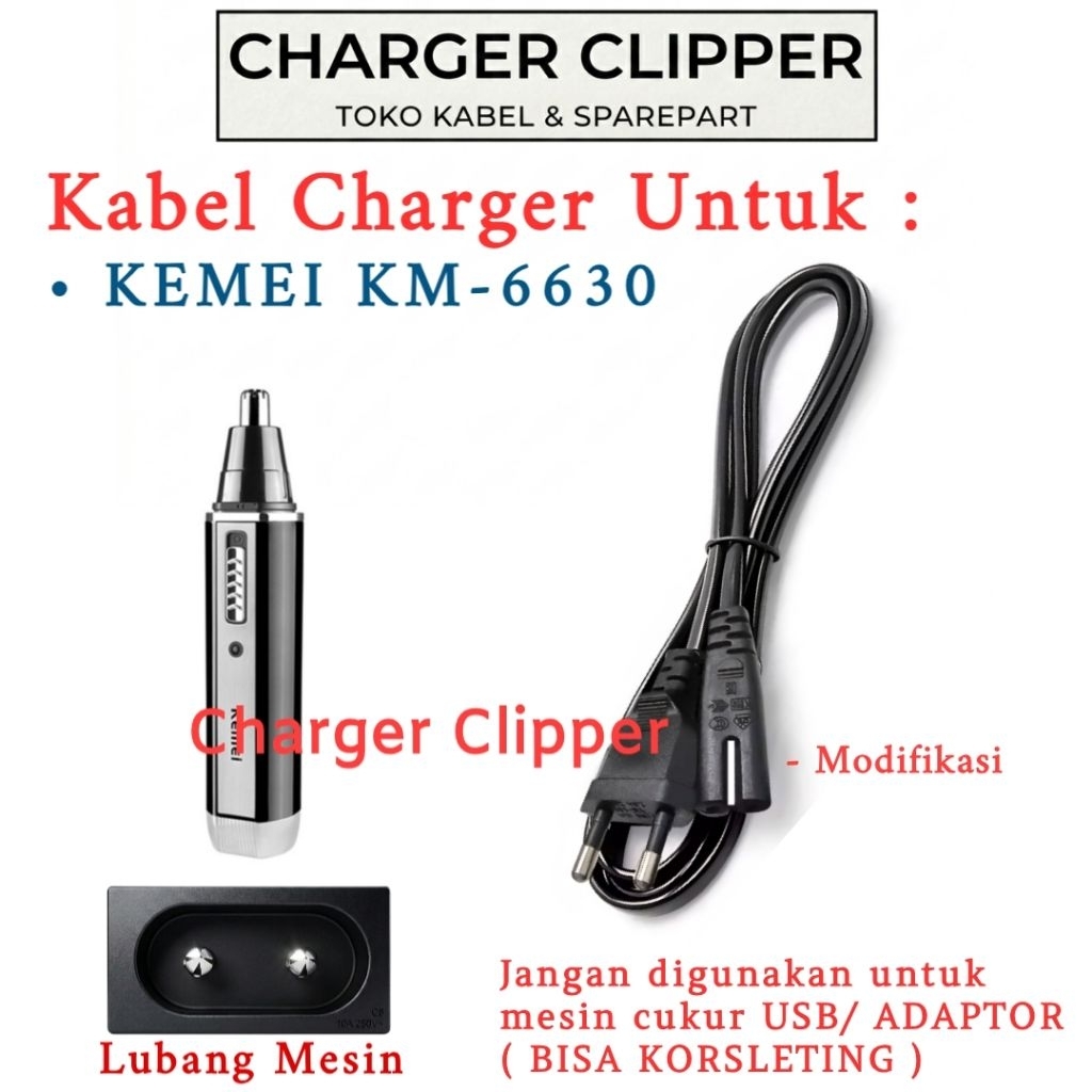 Kabel Kemei 6630  Kabel Charger Mesin Cukur Kemei