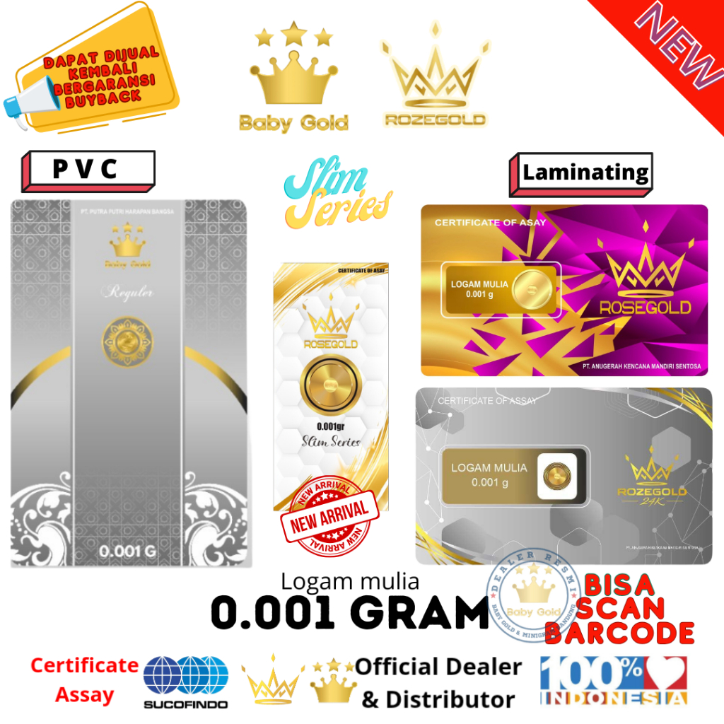 Baby Gold / ROSE GOLD Emas Mini Logam Mulia 0.001 gram ( BISA SPAYLATER )
