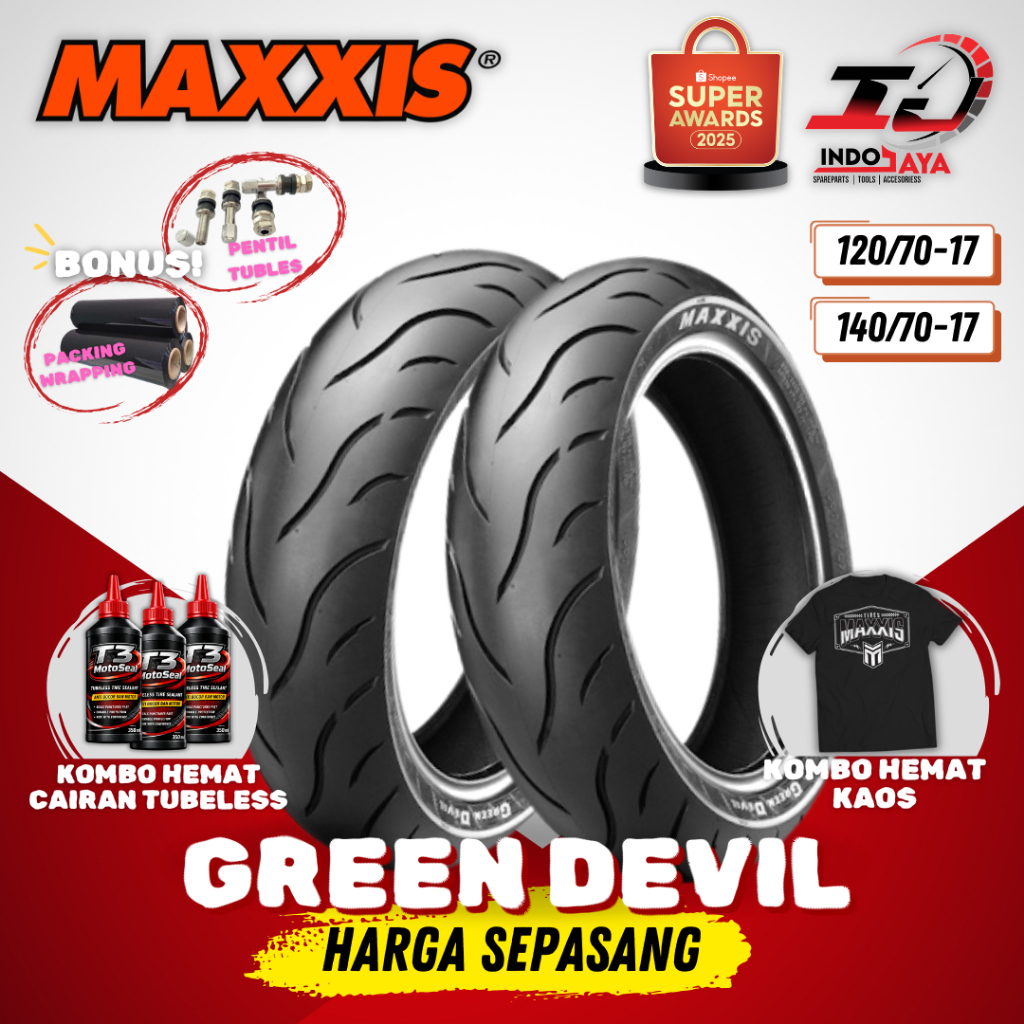 [PAKET MURAH SEPASANG] BAN MAXXIS GREEN DEVIL TUBELESS (120/70-17 & 140/70-17) MAG1 / MA-G1 / BAN LU