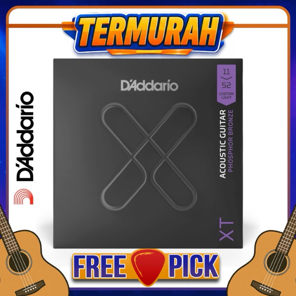 Senar Gitar Daddario XT 11-52 Akustik Phosphor Bronze | Gratis Pick Gitar