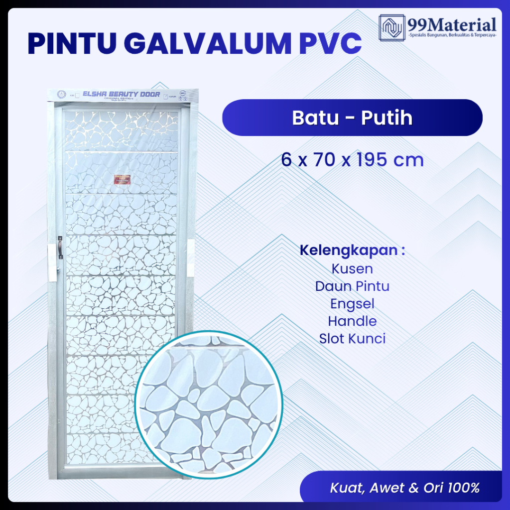 Pintu Kamar Mandi Galvalum PVC 70x195cm Komplit