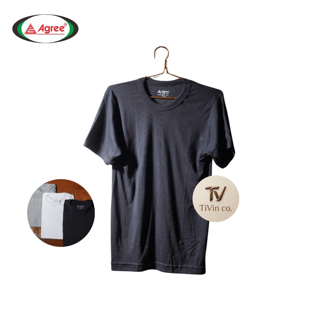 Kaos Oblong Agree | 1 Pcs | M-XXL | Hitam Putih Abu