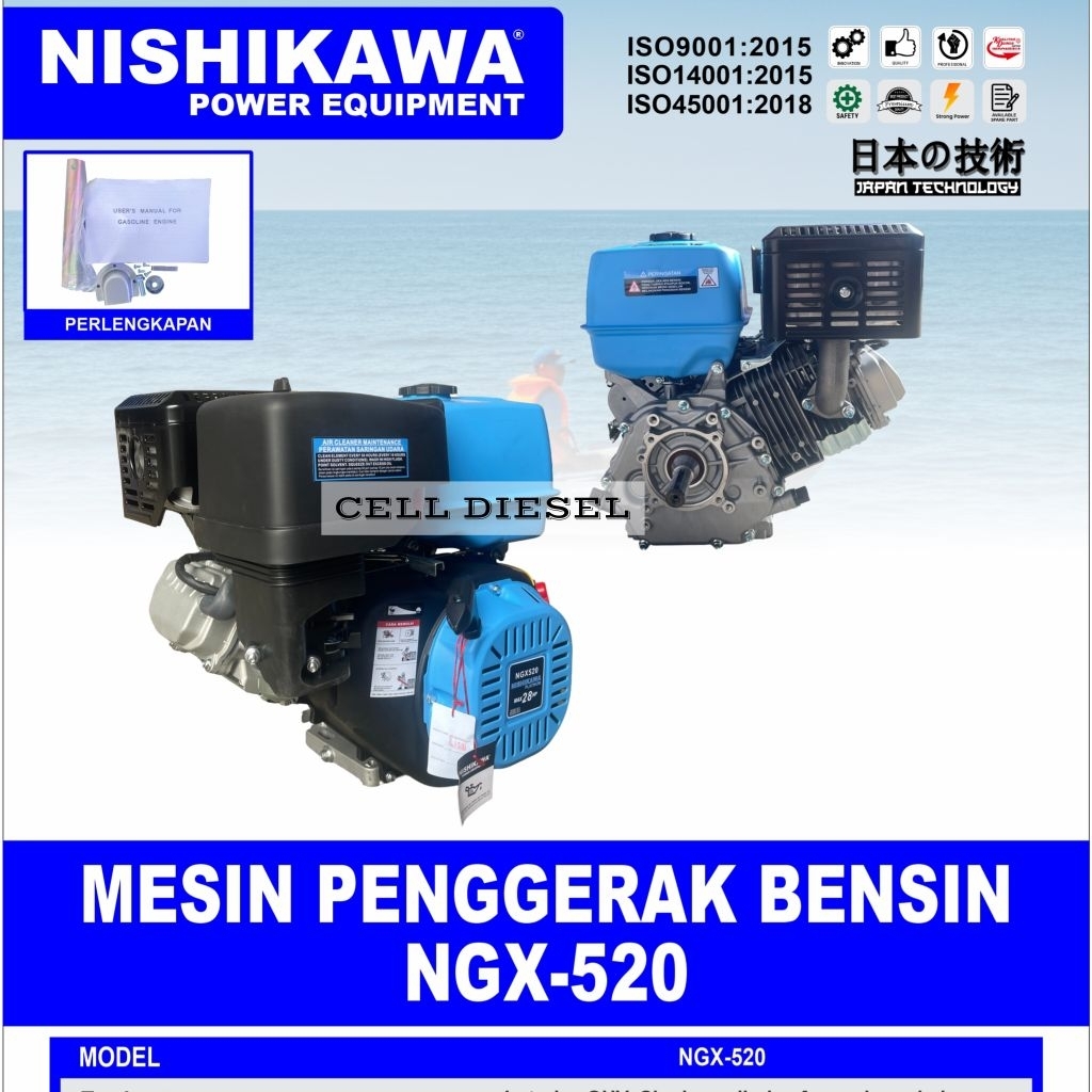 Mesin Penggerak Bensin NISHIKAWA NGX 520 / 28 HP
