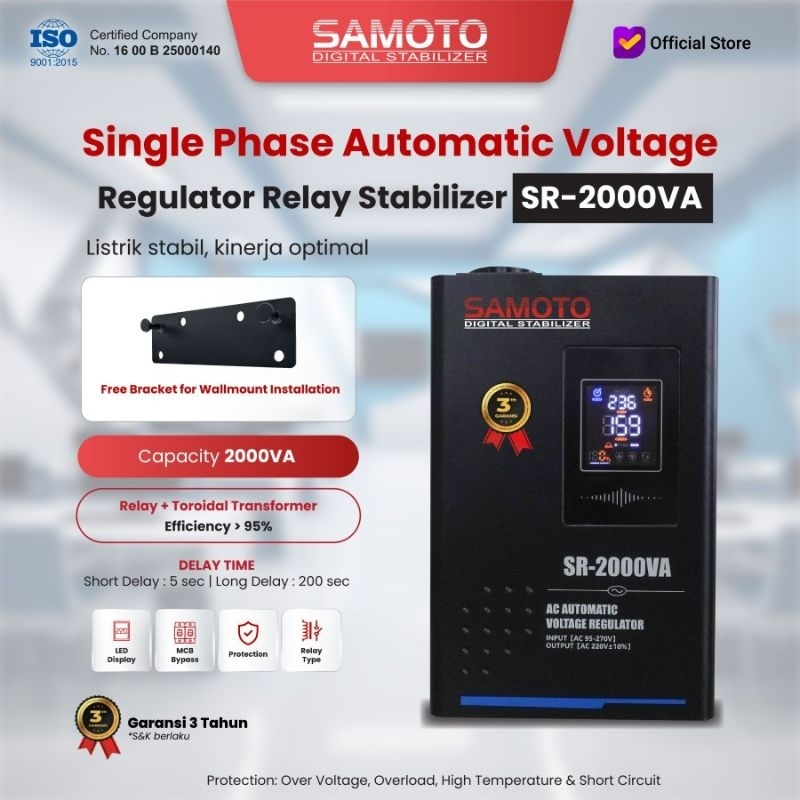 Samoto Stavol 2000VA Digital Stabilizer Relay Stabilizer Samoto SR2000 VA