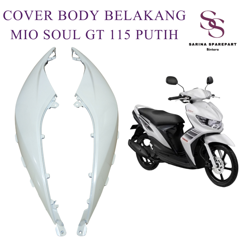 Cover Body Belakang Mio Soul GT 115 Bodi Samping Mio Soul GT PUTIH Tenshi