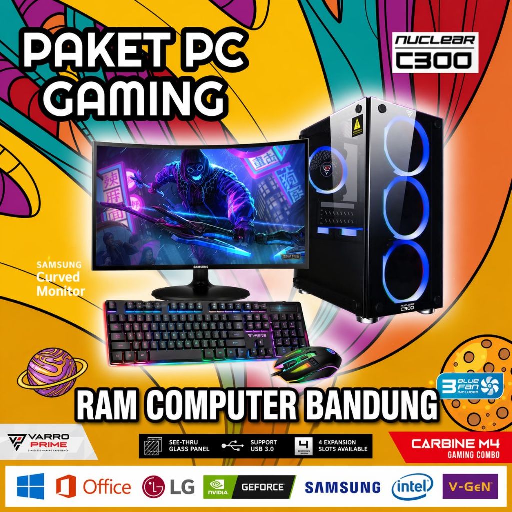 PC Gaming Ryzen 5 5600G Fullset Monitor 24 Inch | RAM 16GB | PC Rakitan Siap Pakai