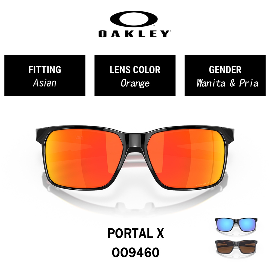 Asli OAKLEY PORTAL X OO9460 Kacamata Hitam Persegi Panjang Prizm ™ 60mm Black Orange Blue Brown Wani