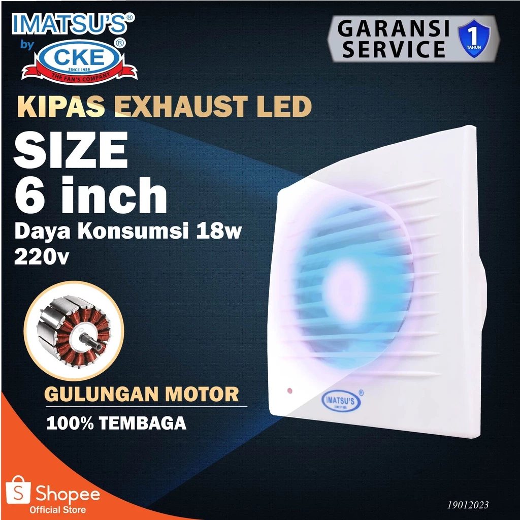 EXHAUST FAN / KIPAS PLAFON/EXHAUST PLAFON/Imatsu Exhaust Fan EFT-APC15-C1-LED-ST 6 Inch Rumah Toilet