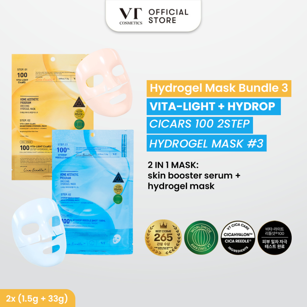 VT Hydrogel Mask Bundle 3 | VITA-LIGHT + HYDROP CicaRS 100 2Step Hydrogel Mask #3