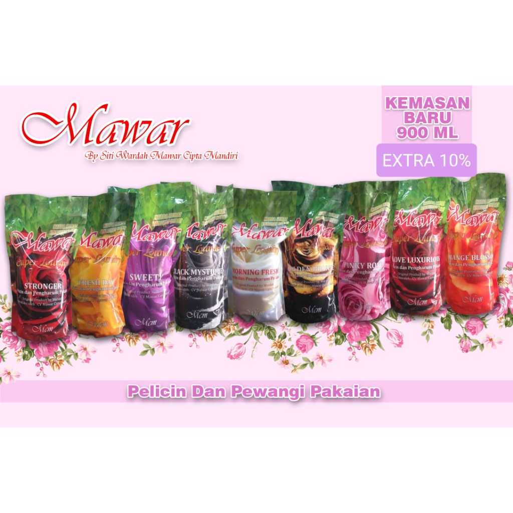 1000ml Mawar Plus Pewangi Laundry dan Setrika dengan Aroma Tahan Lama - MAWAR SUPER LAUNDRY