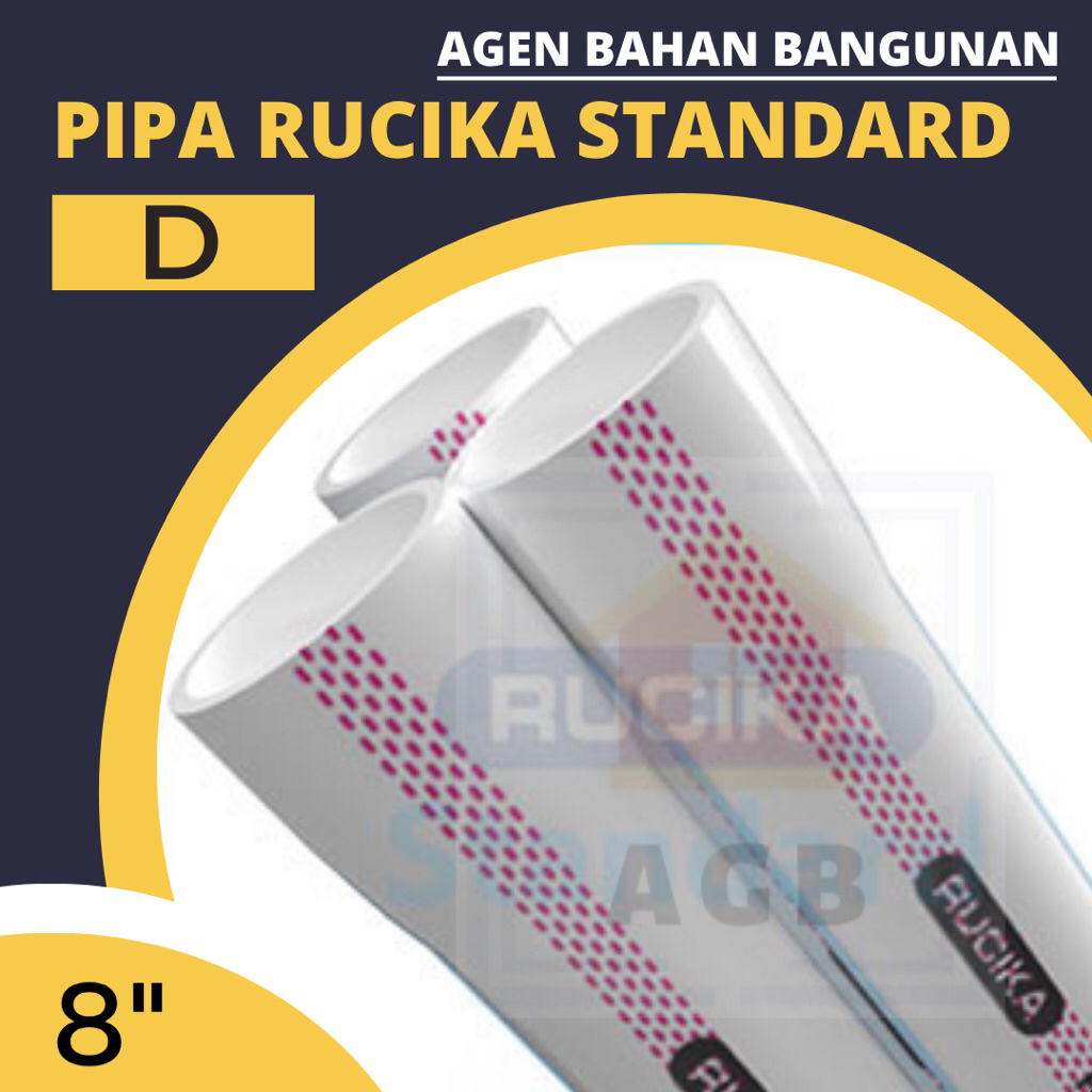 Pipa PVC 8" Inch Rucika Standard / Pipa Rucika Wavin / Pipa Wavin D (Harga Grosir) 4 Meter