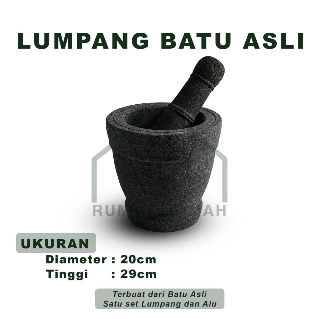 Lumpang Batu Ukuran 20 Asli Muntilan Halus & Tahan Lama – Anti Retak + Alu