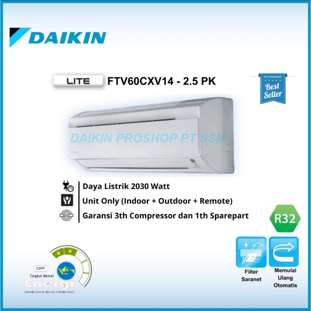 AC DAIKIN STANDARD MALAYSIA 2,5PK TYPE FTV60CXV14 AC DAIKIN 2.5PK STANDARD MALAYSIA AC 2,5 PK AC DAI