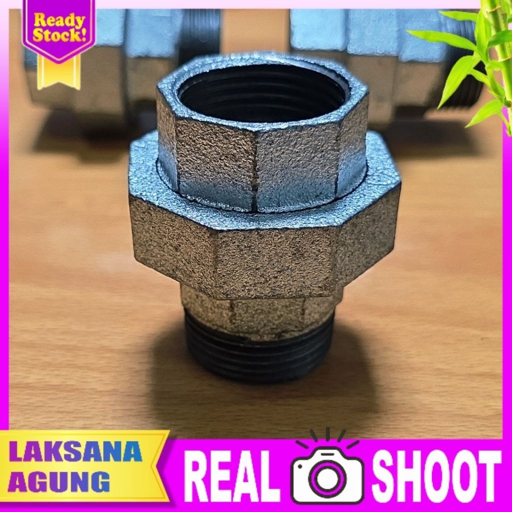 [1"] Water mur Galvanis 1" Drat Luar Dalam | Water Moor Besi 1'' inch Galvanis Drat Luar dan Drat Da