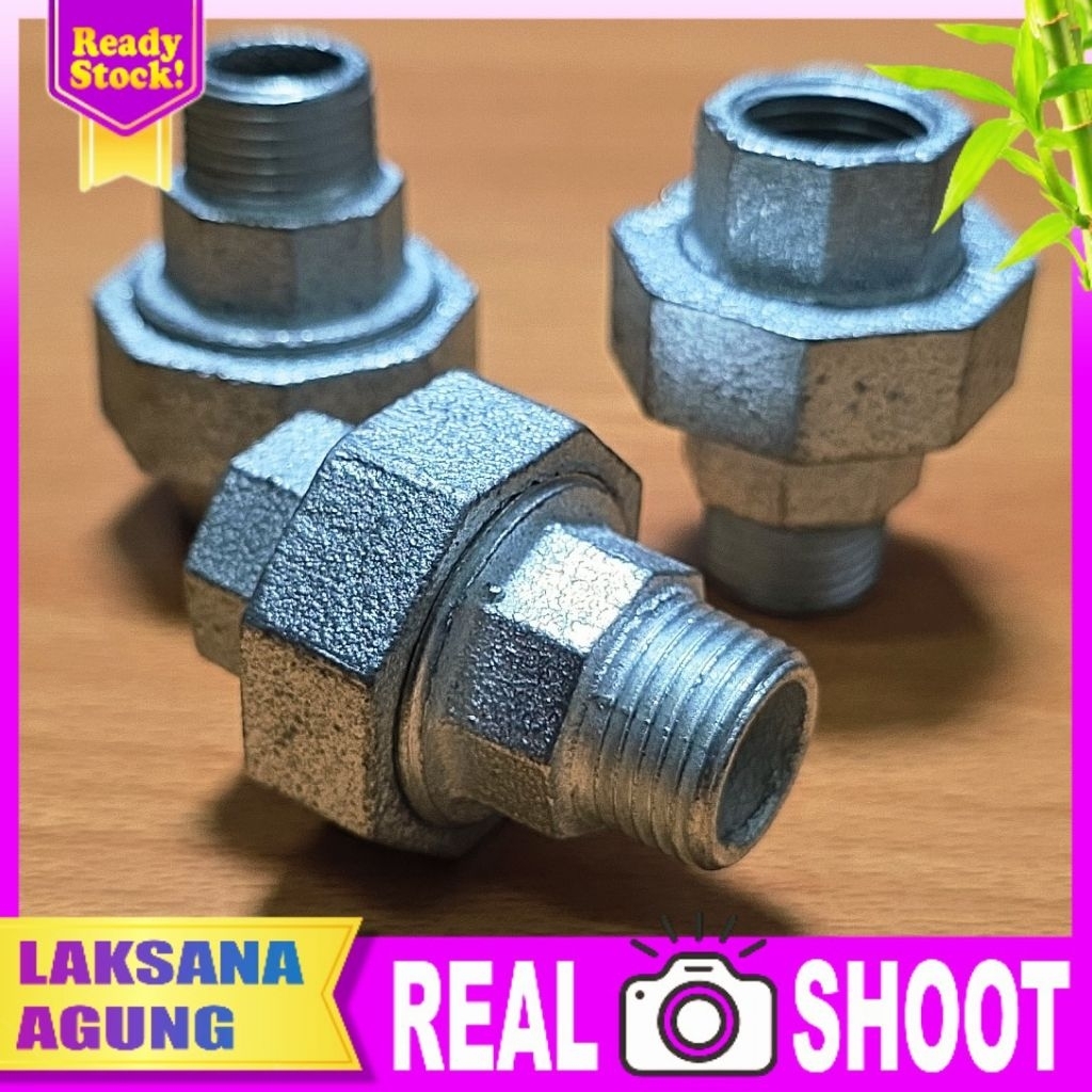 [1/2"] Water Mur Besi Galvanis 1/2" Drat Bspt | Water Mur Drat luar Dalam ukuran 1/2 inch Galvanis