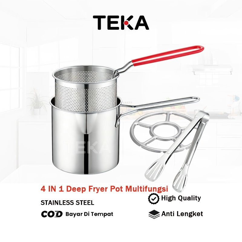 TEKA 4IN1  Set Deep Fryer  Multifungsi Serbaguna Penggorengan Panci Stainless Steel Saringan Capitan