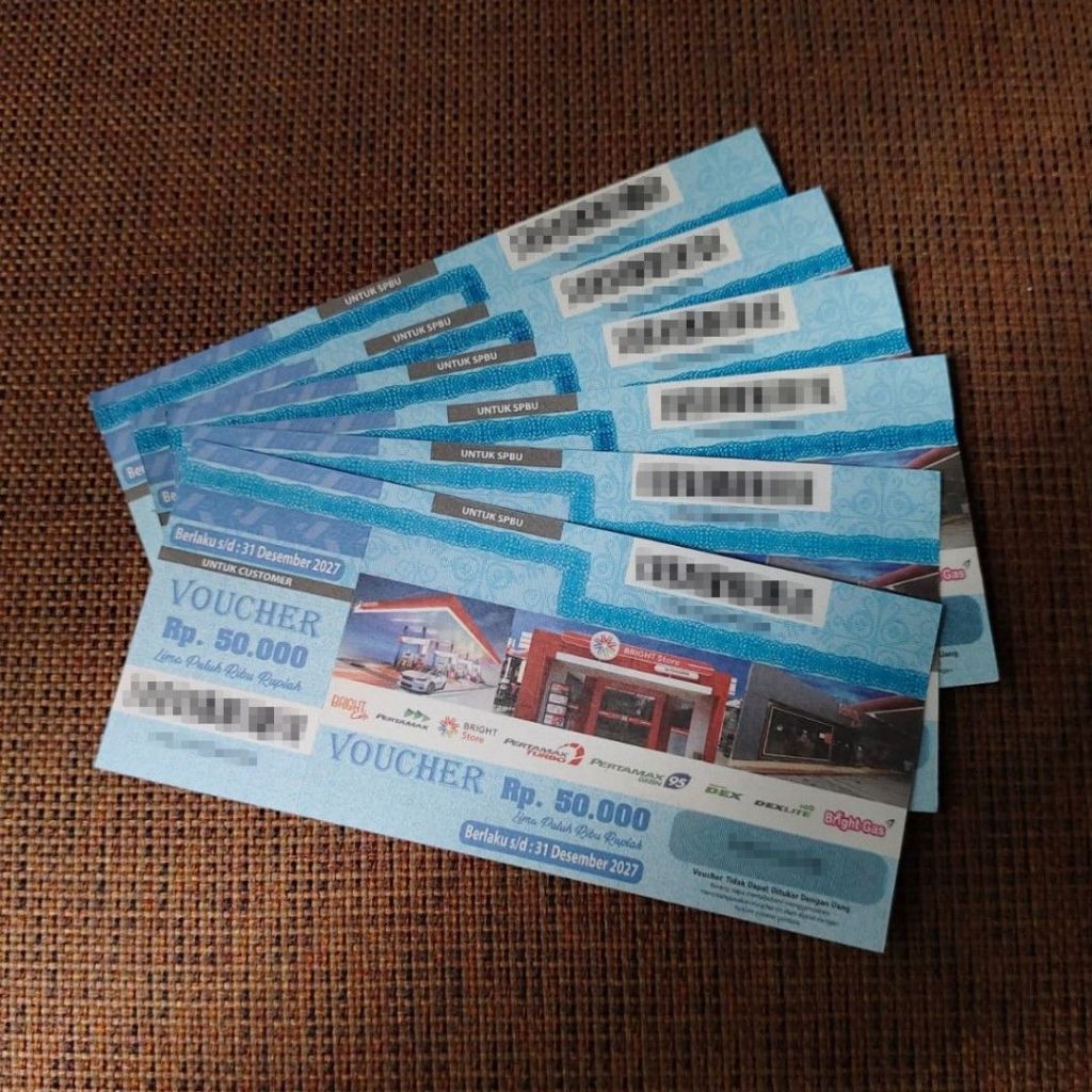 Voucher Bensin SPBU Pertamina (50ribu x 6 pcs)