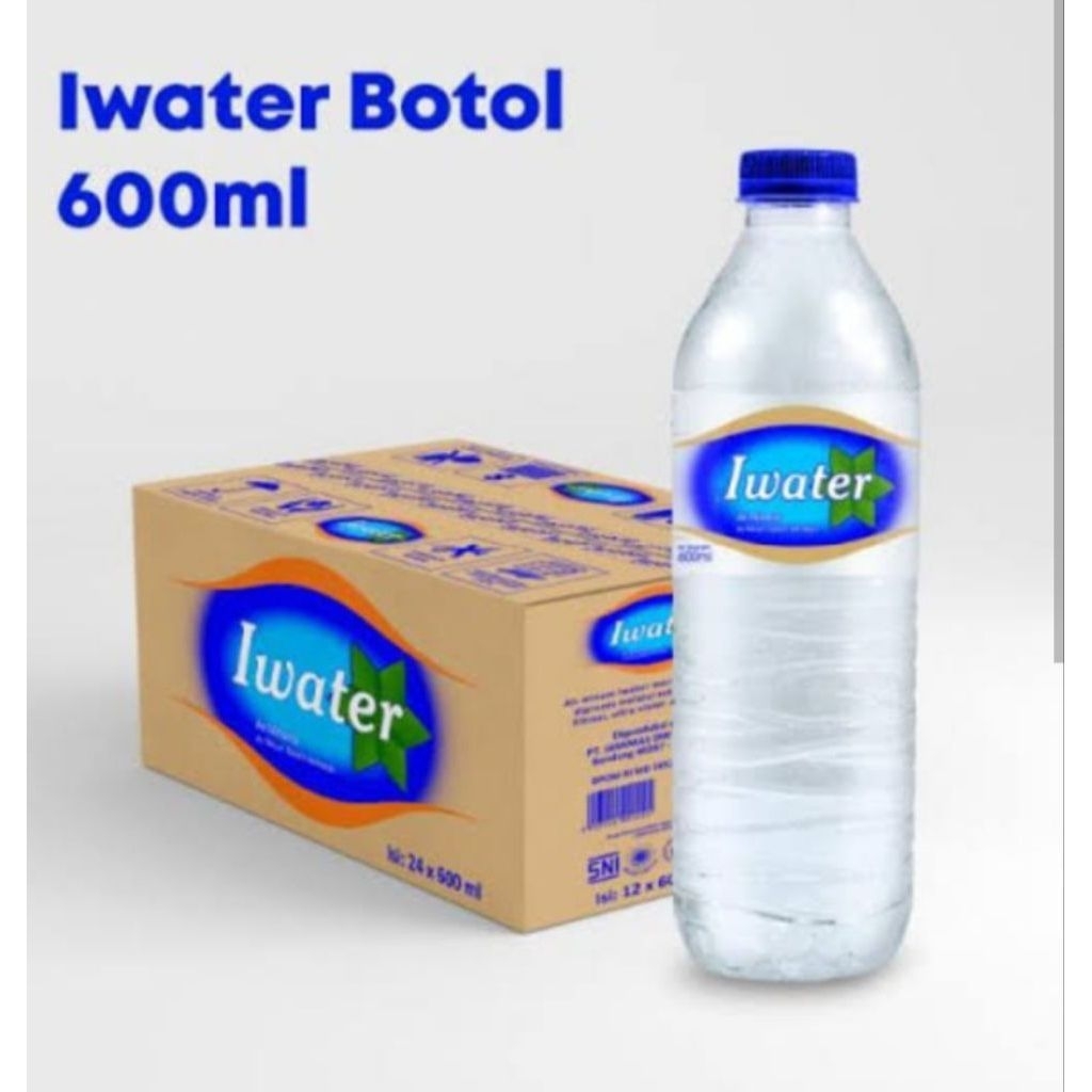 Iwater i water Air Mineral Minuman Kemasan Botol Tanggung 600ml 600 ml isi 24