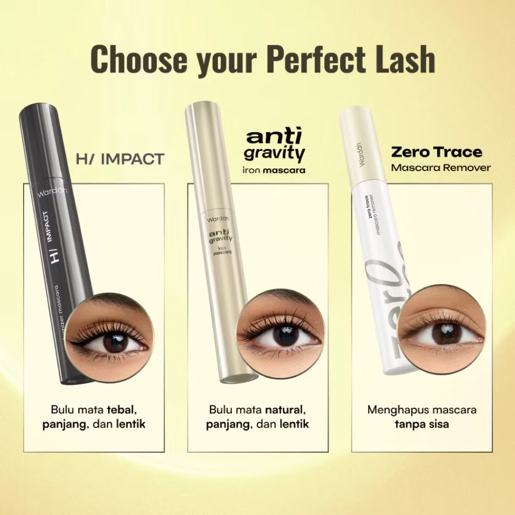 WARDAH Hi-Impact Volumizer | Anti-Gravity Iron Maskara | Zero Trace Mascara Remover penghapus