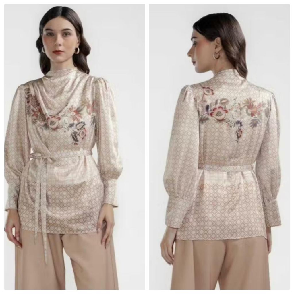 NEW - BJ - Festive Finesse Drapery Blouse (Size S)