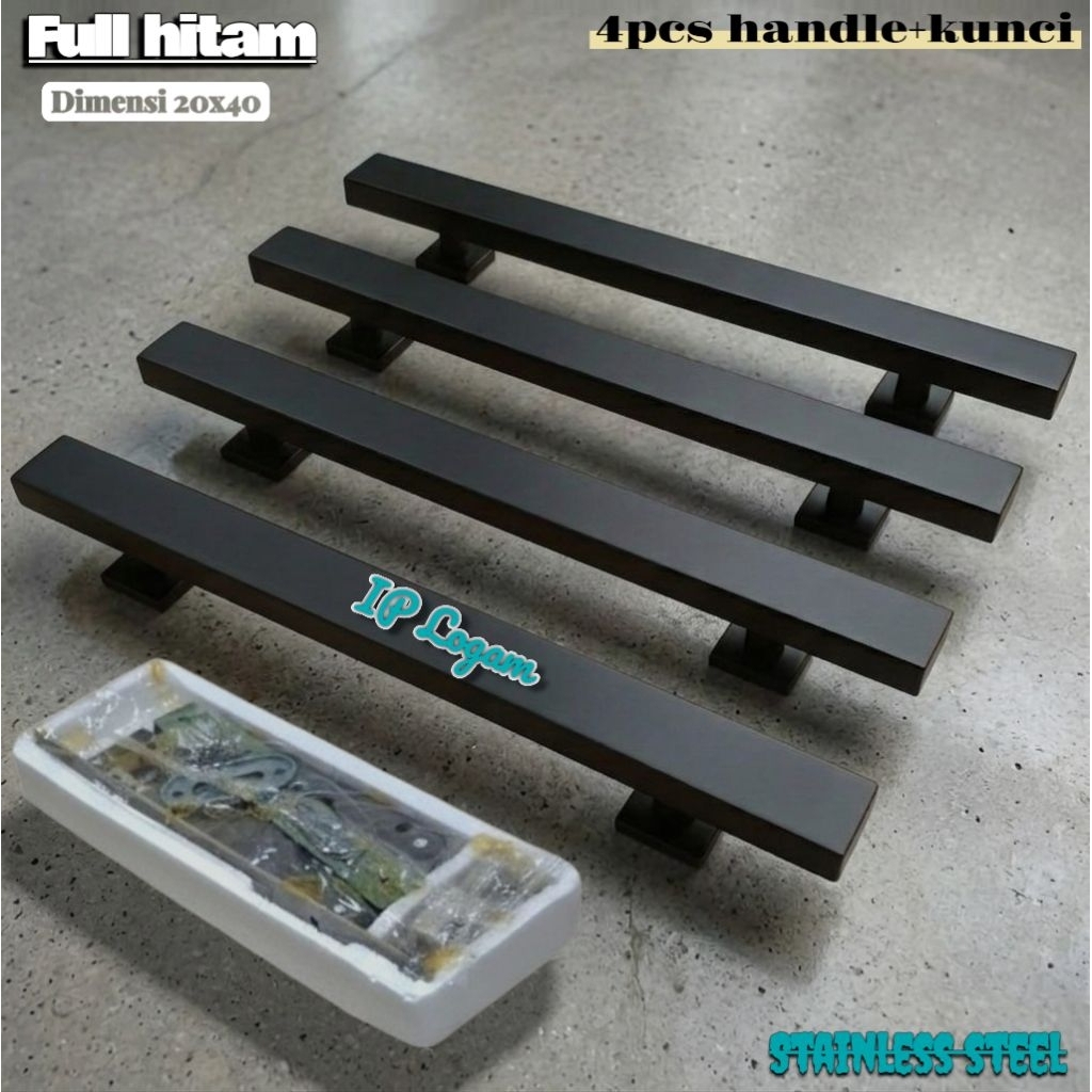 handle pintu modern full hitam // gagang pintu rumah full hitam stainless steel // set gagang pintu 