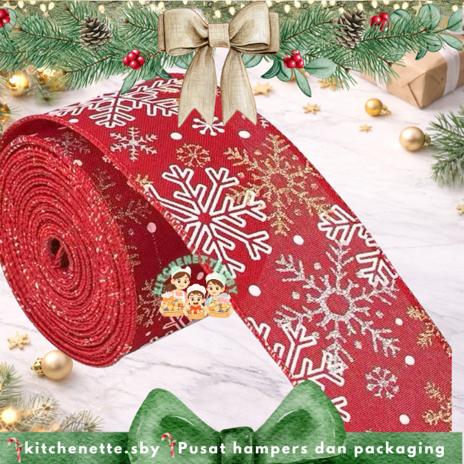 Pita Christmas Pita Natal Linen Pita Kain Goni Merry Christmas Pita Kawat Natal Pita Natal Linen 6CM