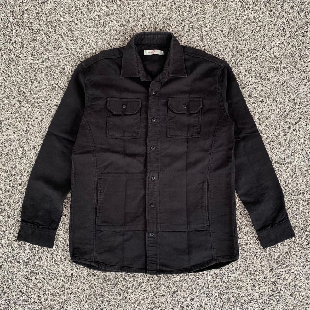 kemeja outer edison store black denim kemeja hitam polos