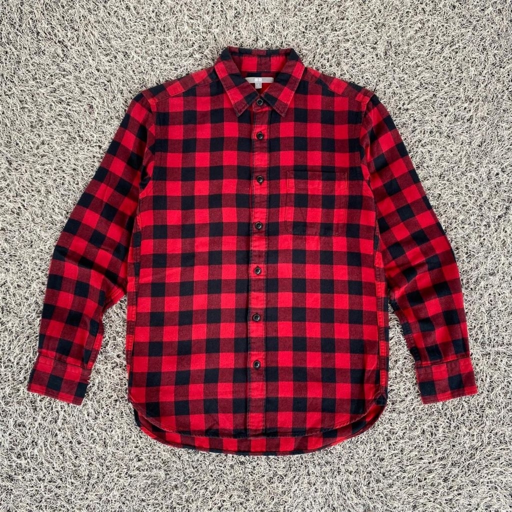 kemeja flannel uniqlo original red black kemeja kotak kotak uniqlo