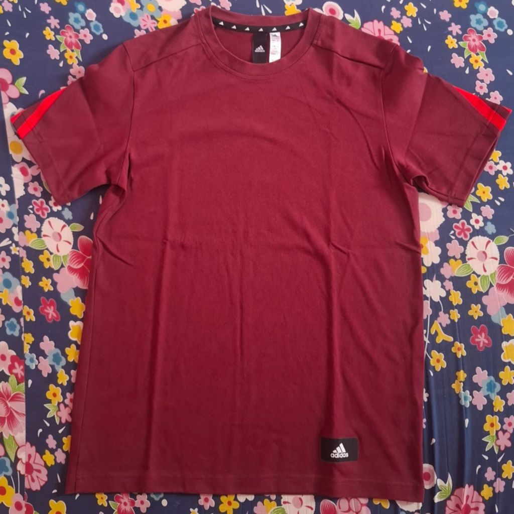 Kaos T-shirt Adidas Training Pria Merah Marun Original Bekas Preloved Second