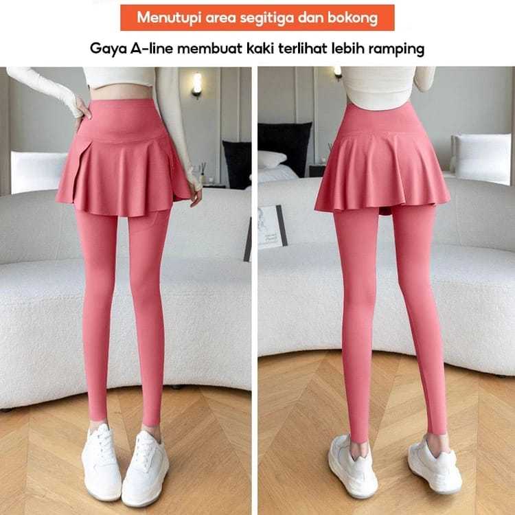 Legging Rok Olahraga Wanita Korean Style Rok Celana Senam Zumba Gym Yoga