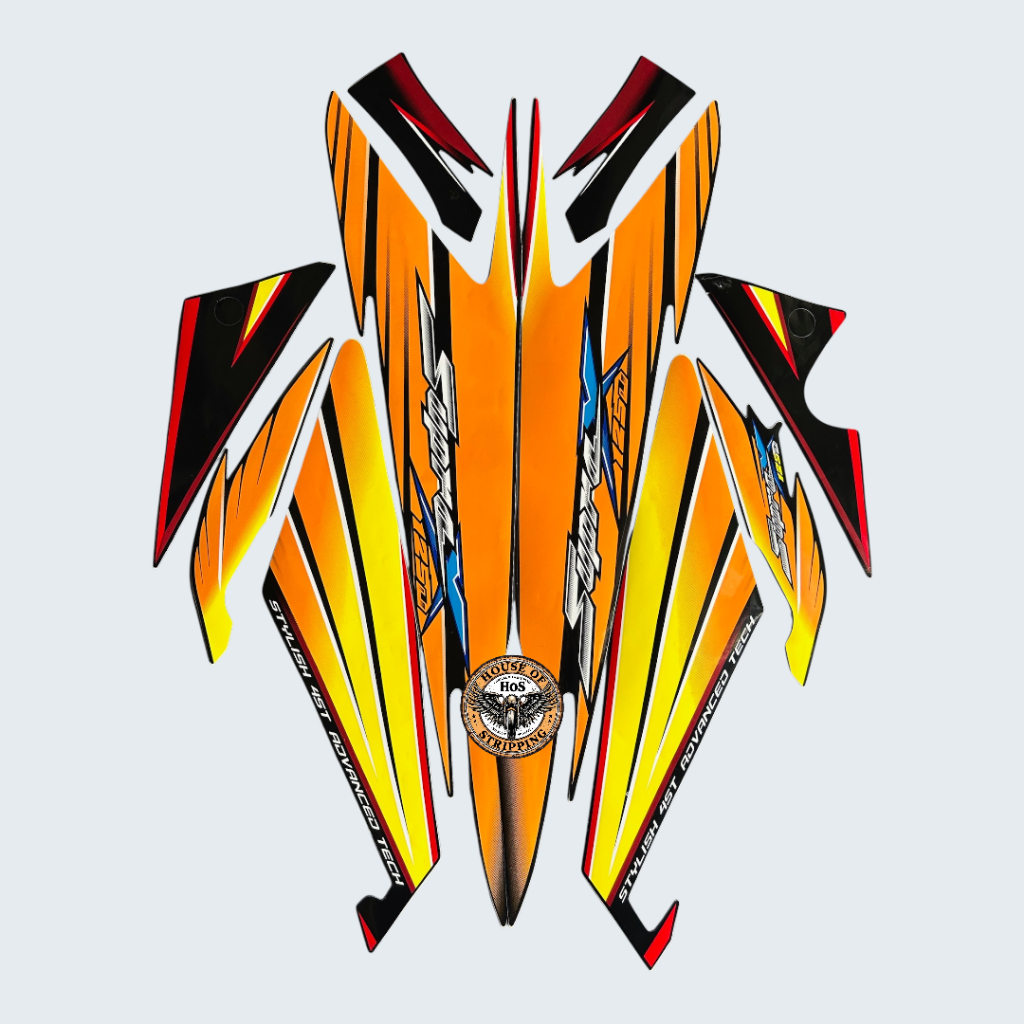 Stiker Striping Supra X 125 2005 Hitam lis Orange