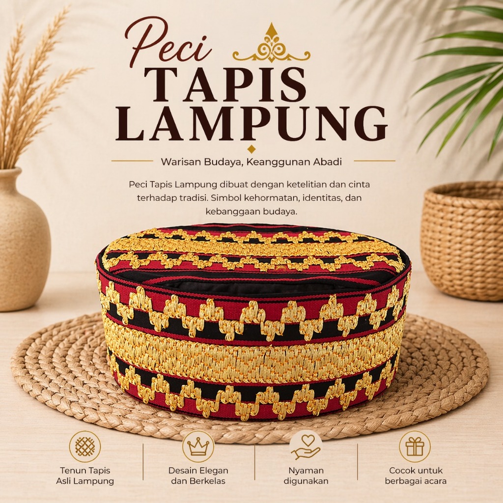 [GROSIR BISA COD] Peci Tapis Lampung Murah Asli Sulaman 2021 Kekinian Topi tapis asli Lampung kopiah